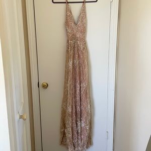 Rose Gold Glitter Maxi Dress